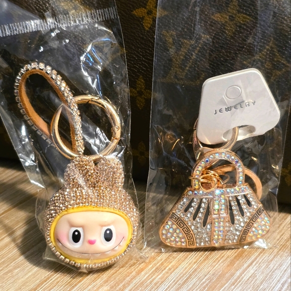 2pc Sparkling Labubu Head & Purse Handbag Charm Set - Picture 1 of 2
